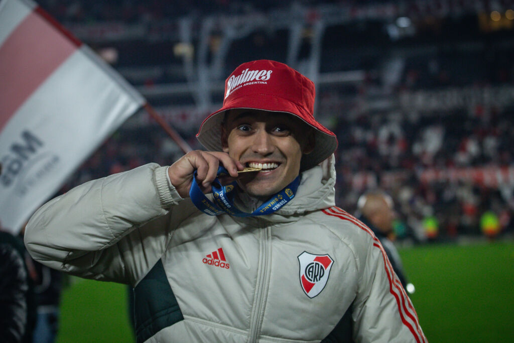 Los festejos del campeón.